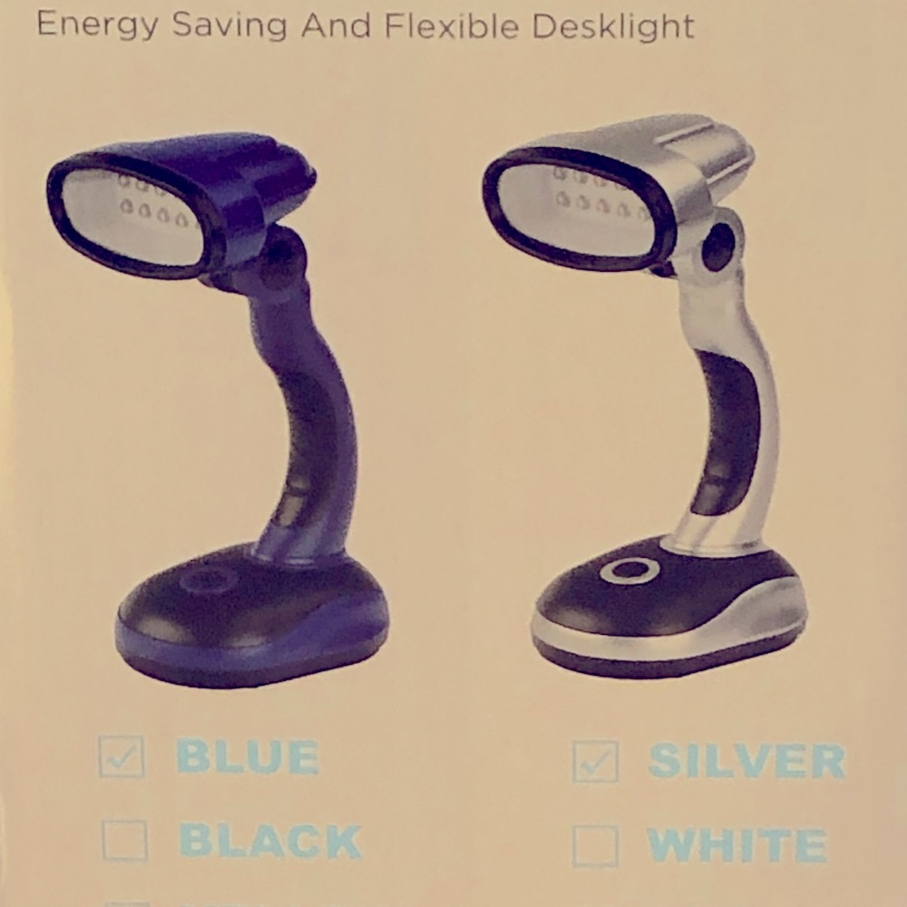 NWT 2-Pack LED DESK LIGHT 135 degrees rotation, 1 Blue and 1 Silver lamp.